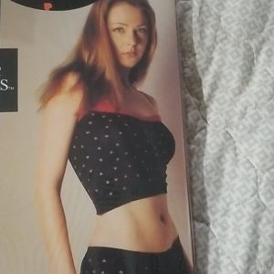 Lace trim top with panty. Blank with red hearts